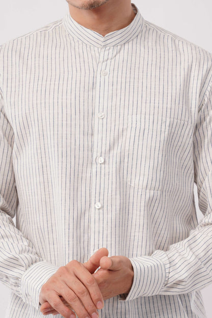 Mens Cotton Mandarin Collar Shirt
