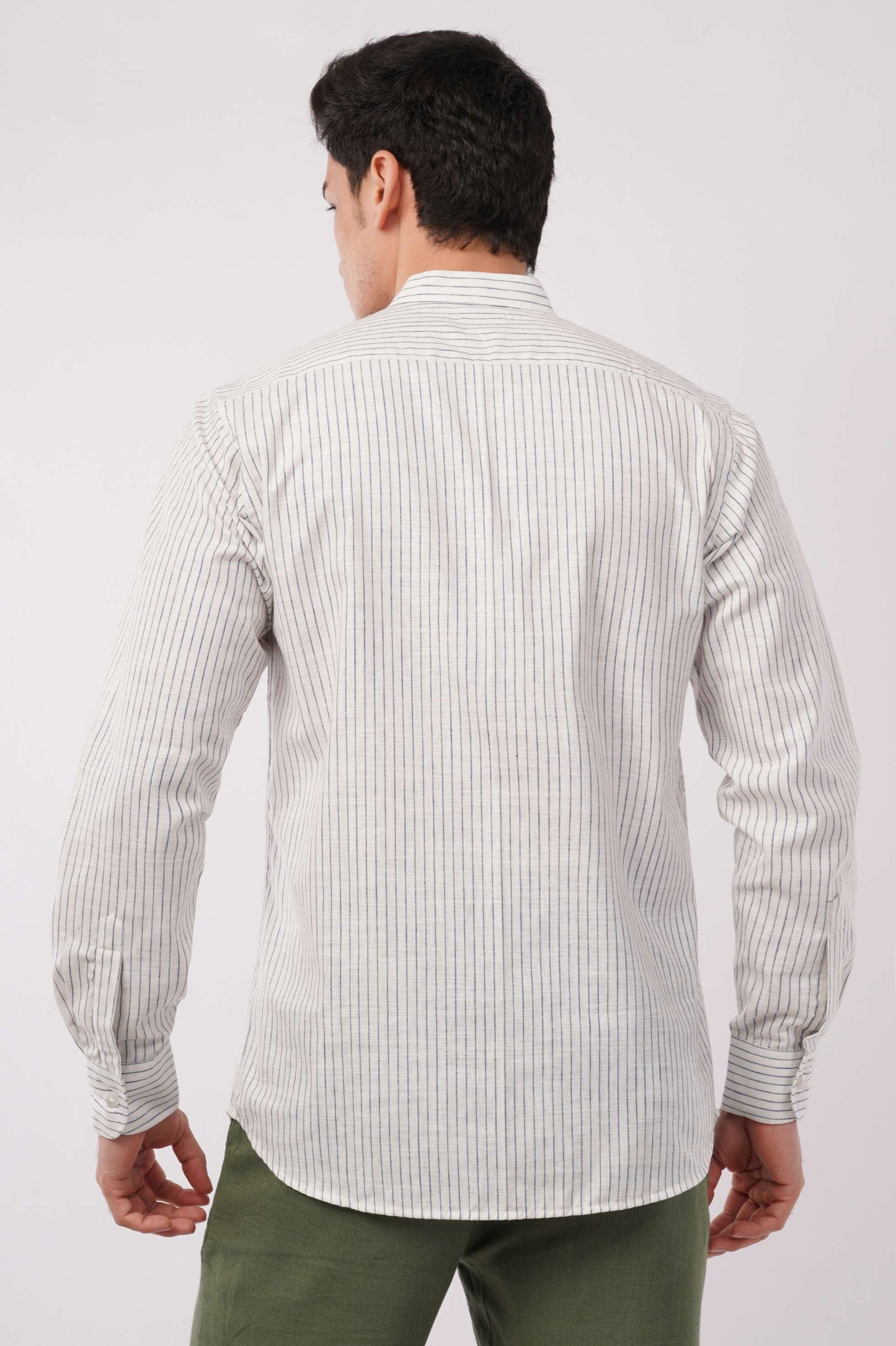 Mens Cotton Mandarin Collar Shirt
