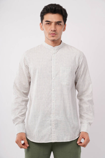 Mens Cotton Mandarin Collar Shirt