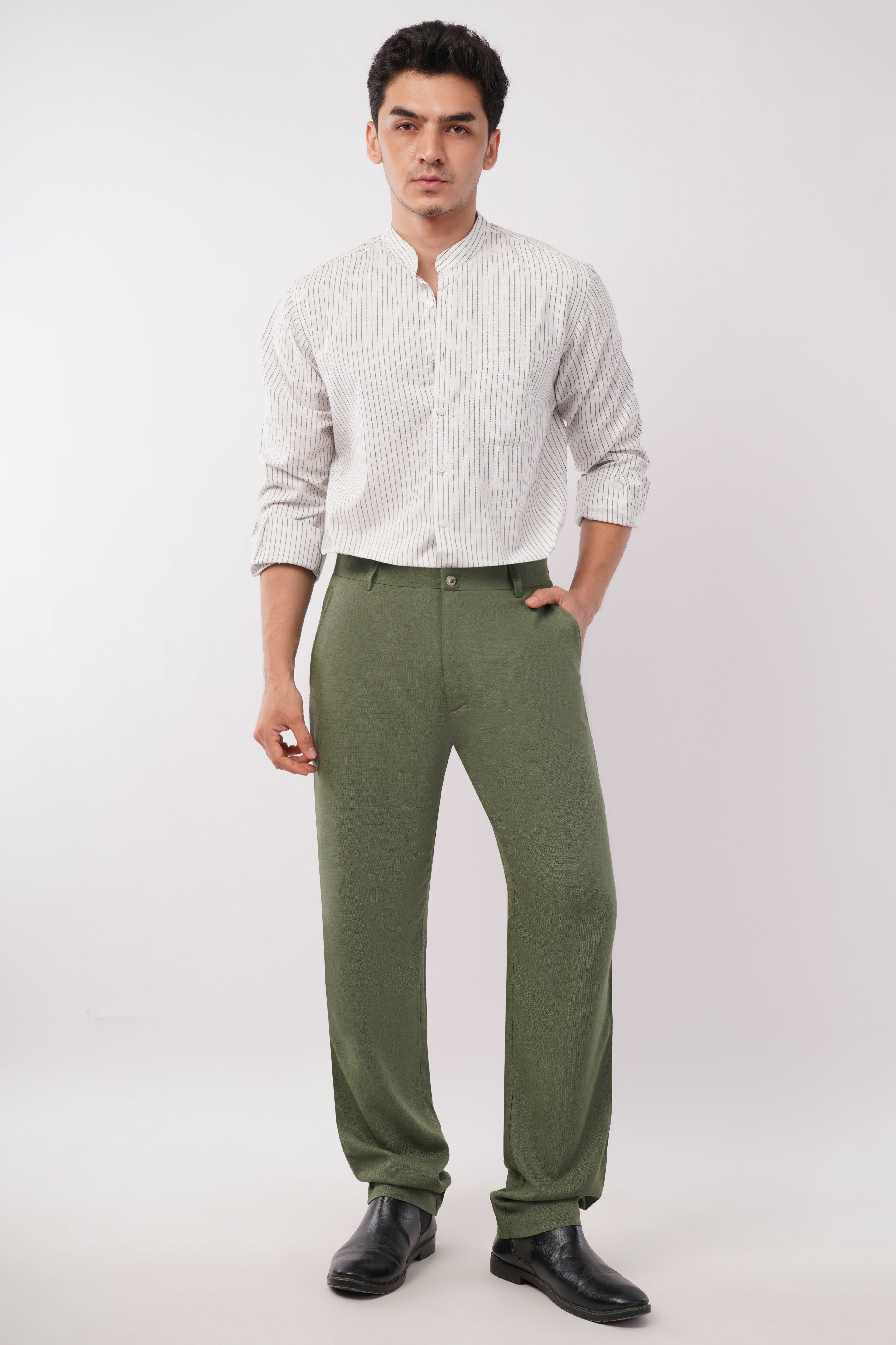 Men’s linen blend pants olive green – breathable summer trousers for men, size inclusive office wear and casual desk to dinner clothing.