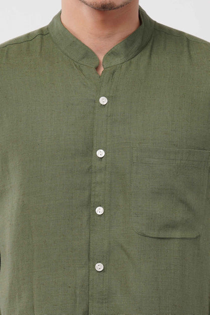 Mens Cotton Mandarin Collar Shirt