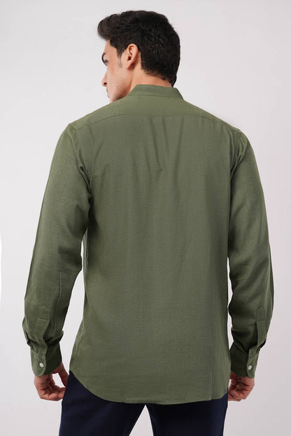 Mens Cotton Mandarin Collar Shirt