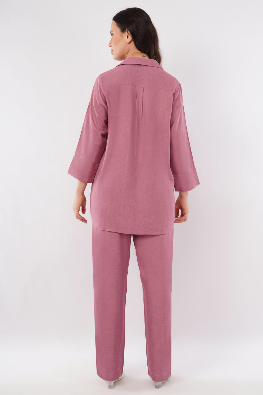 Women's Linen Blend V Neck Co-Ord Set