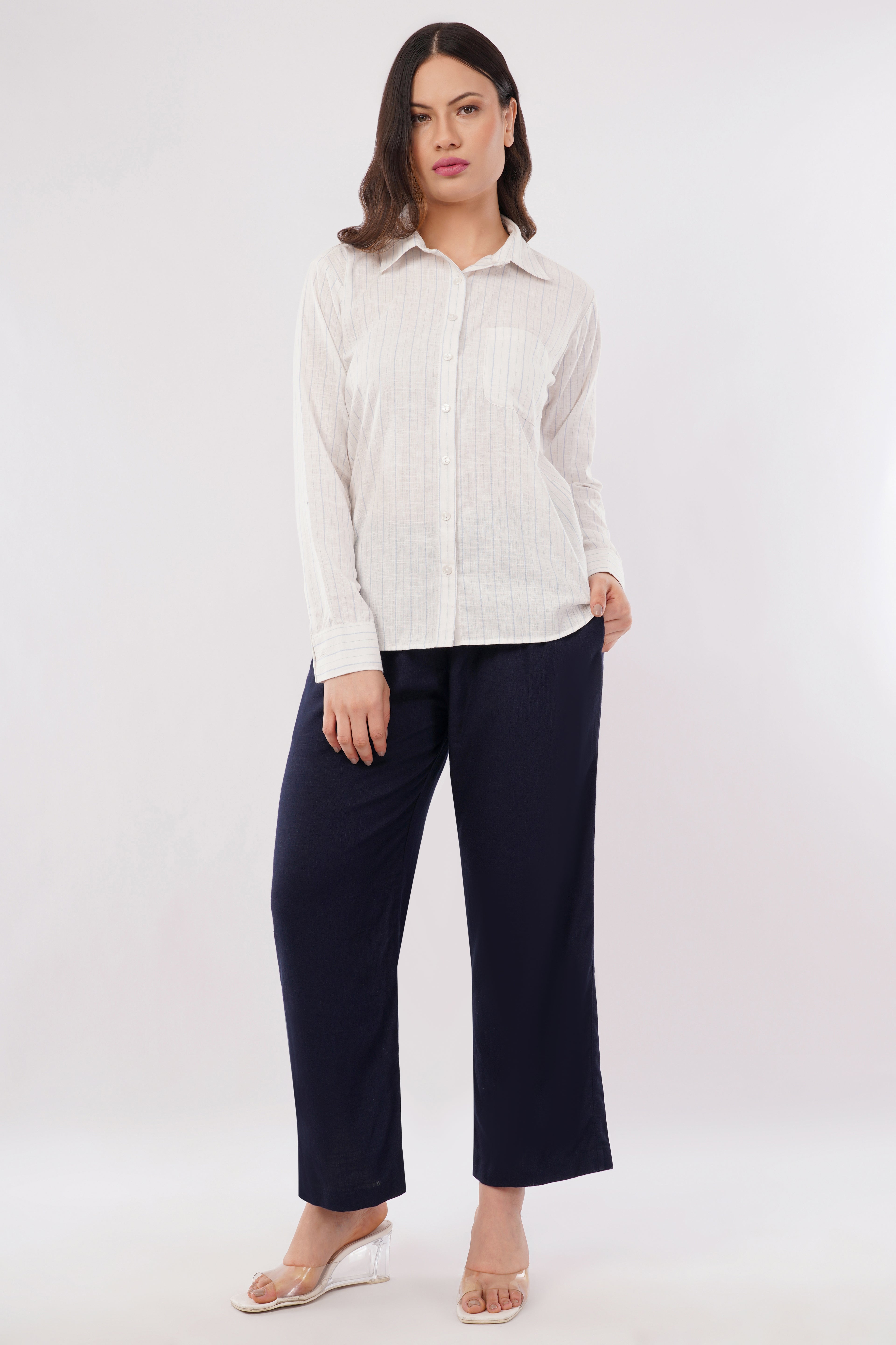 Women’s Linen Blend Straight Pants – Office & Dinner Trousers