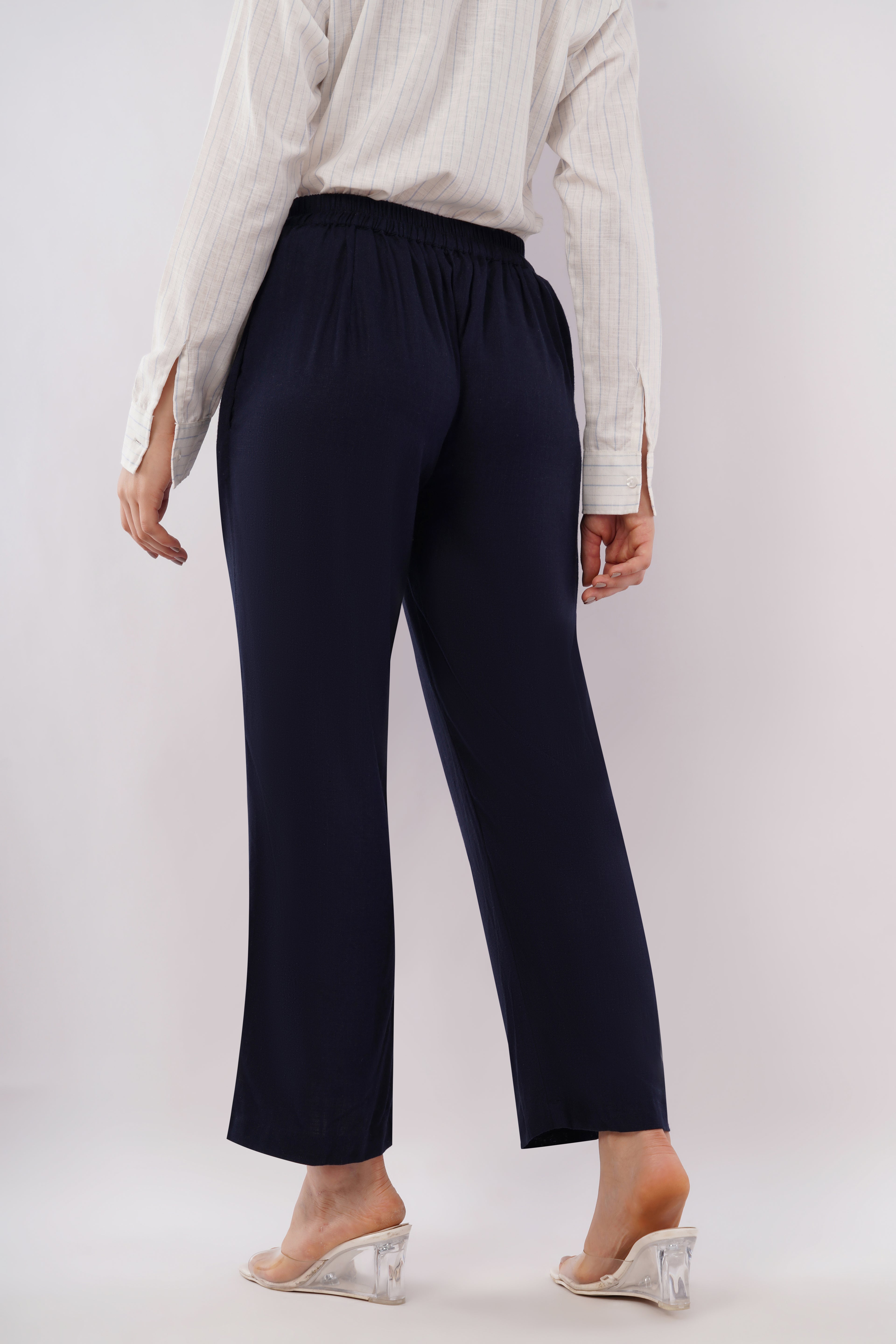 Women’s Linen Blend Straight Pants – Office & Dinner Trousers